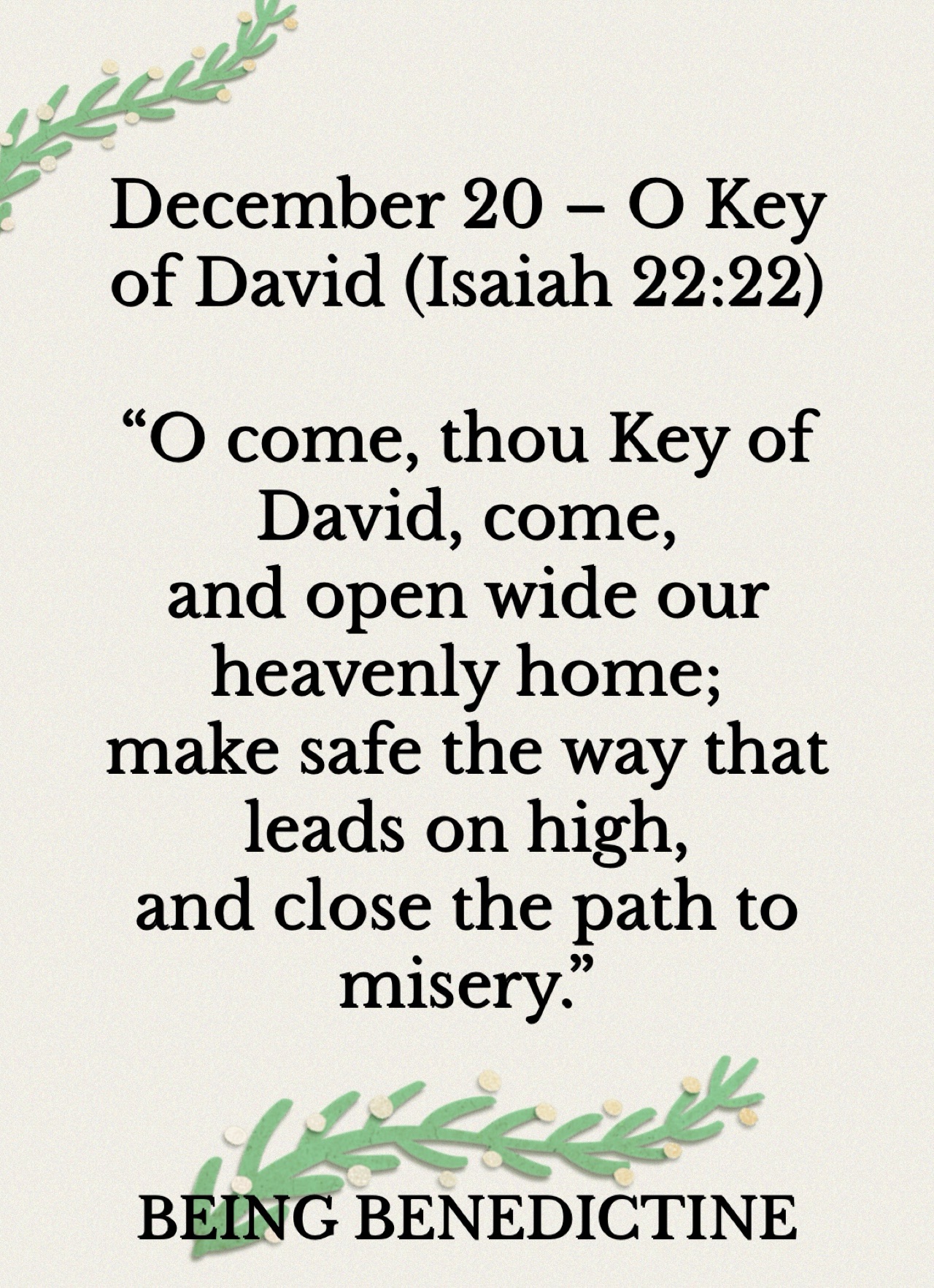 O Antiphons: O Come, O Come, Emmanuel! – Being Benedictine